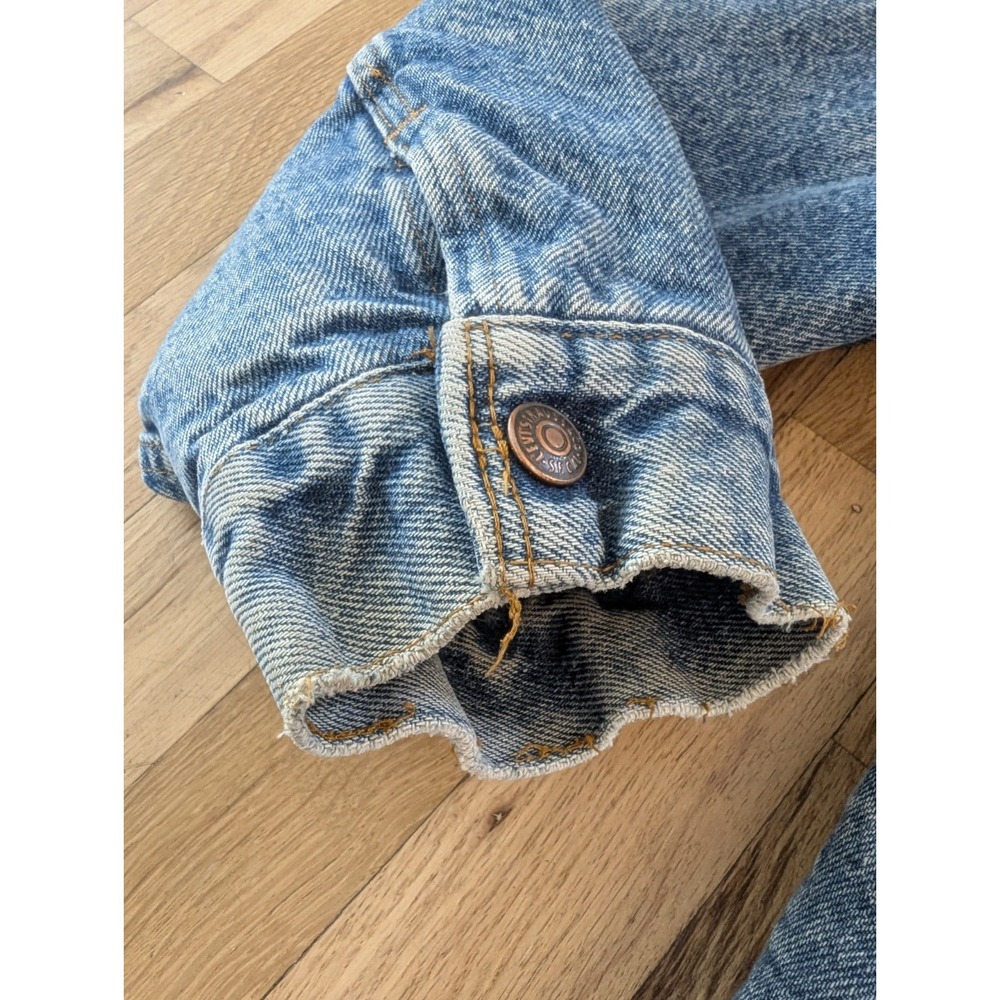 VTG 80s Levis Sherpa Lined Denim Trucker Jacket USA Made 70608 42R Streetwear - Picture 13 of 16